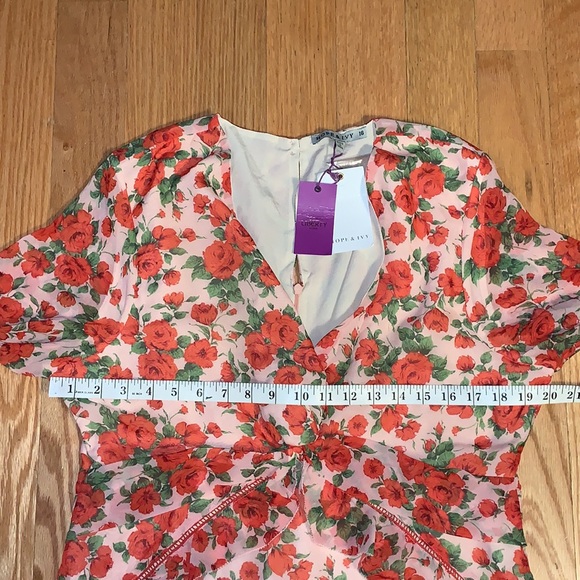 Hope & Ivy Liberty Fabric Tiered Frill Midi Dress Poppy Print in Red 16 - Picture 11 of 13